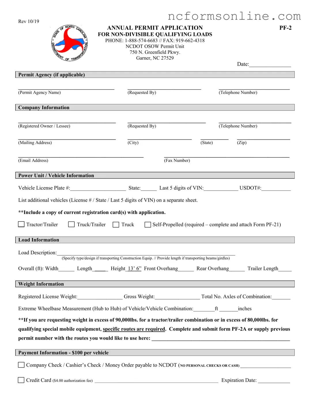 Free North Carolina Pf 2 Form