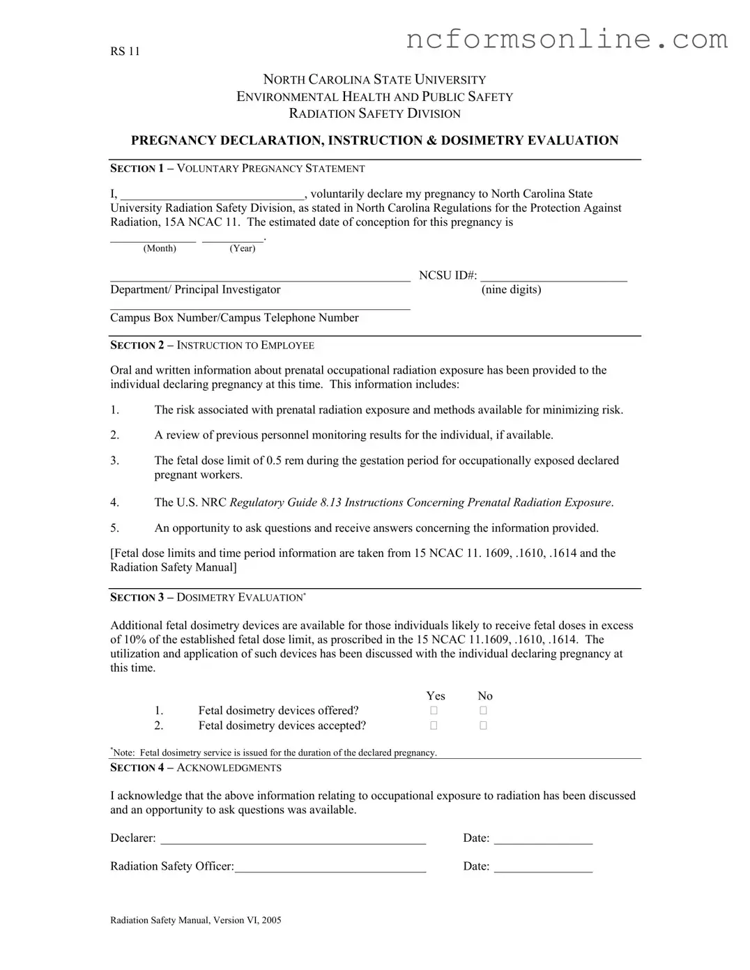 Free North Carolina Rs 11 Form